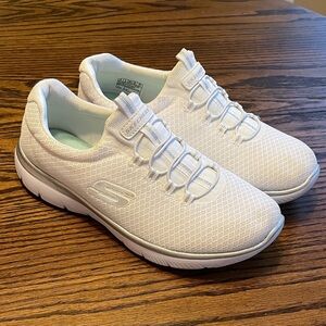 Skechers All-White Mesh Sneakers